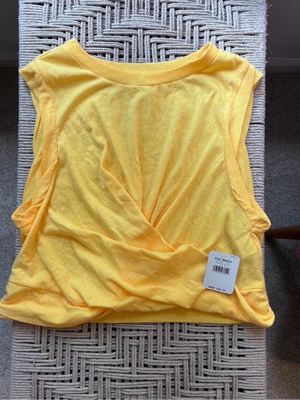 Free People Bright Yellow Twist-Front Tank Top